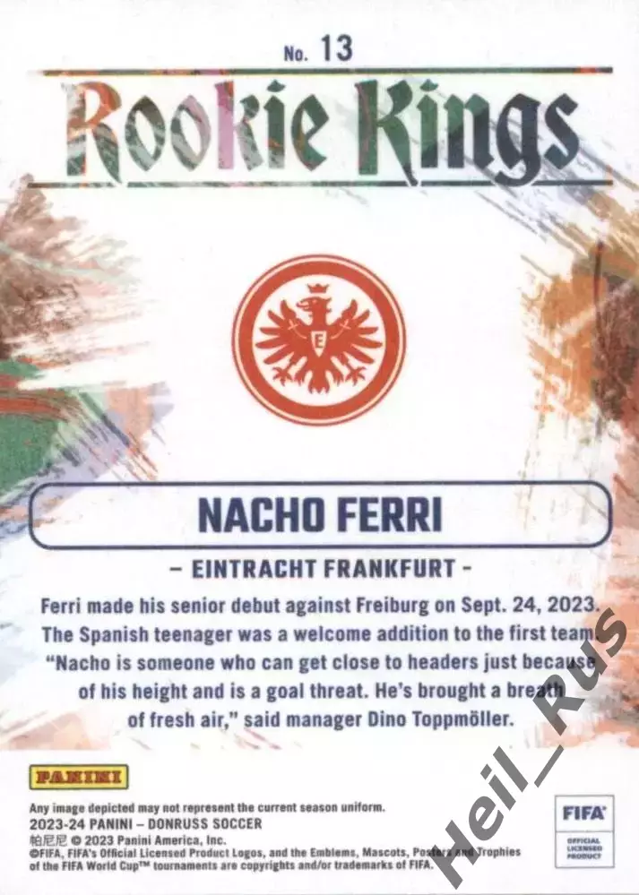 Футбол. Карточка Nacho Ferri/Начо Ферри Айнтрахт Франкфурт Panini/Панини 2023-24 1