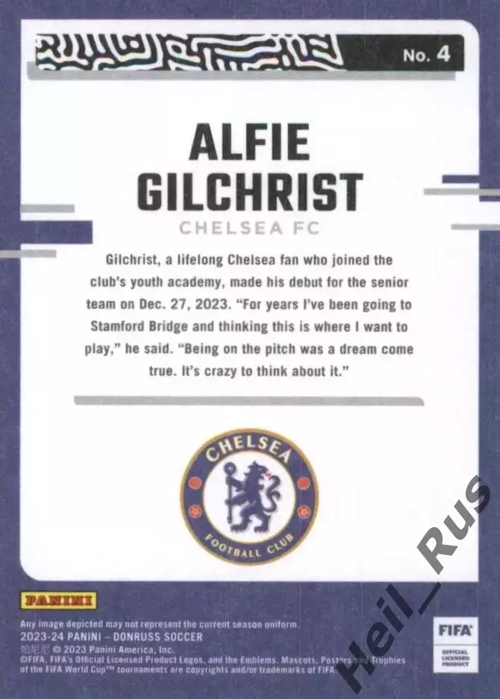 Футбол. Карточка Alfie Gilchrist/Алфи Гилкрист (Челси, Шеффилд Юнайтед) Panini 1