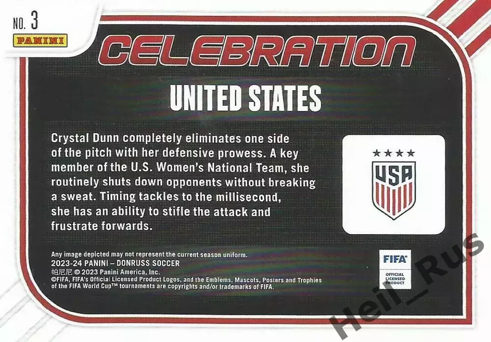 Футбол. Карточка Crystal Dunn/Кристал Данн USA/США Panini/Панини 2023/24 Donruss 1