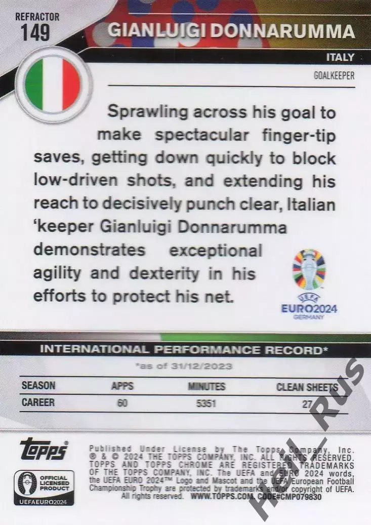 Карточка Джанлуиджи Доннарумма Италия, Манчестер Сити, Милан, ПСЖ Euro/Евро 2024 1