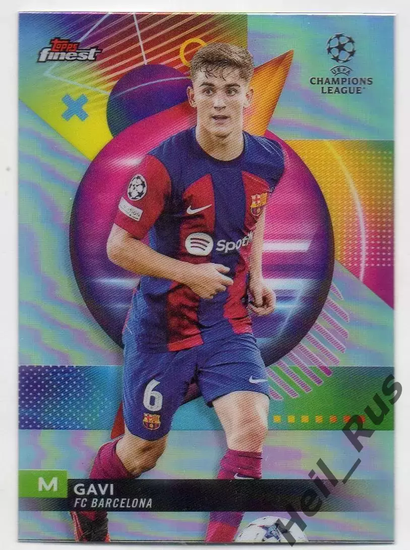 Футбол; Карточка Gavi/Гави (FC Barcelona/Барселона) Лига Чемпионов 2023-24 TOPPS