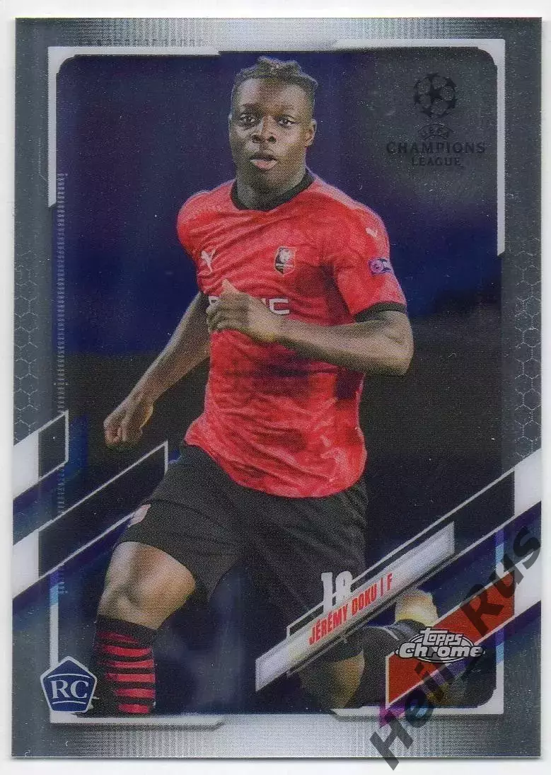 Футбол. Карточка Жереми Доку (Ренн, Манчестер Сити) Лига Чемпионов 2020-21 TOPPS