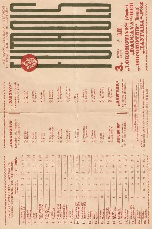 Даугава - Локомотив Винница - 1968
