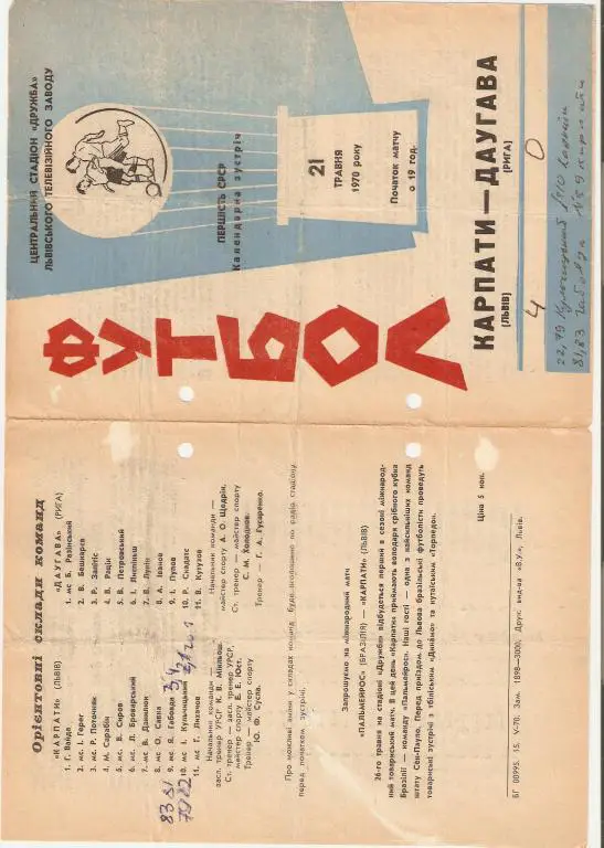 Карпаты Львов - Даугава -.1970.