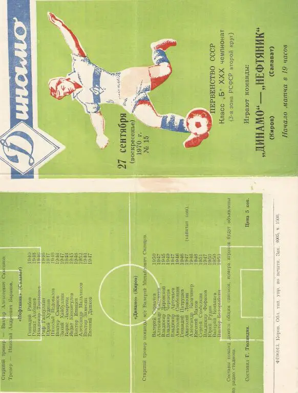 Динамо Киров -Нефтяник Салават- 1970