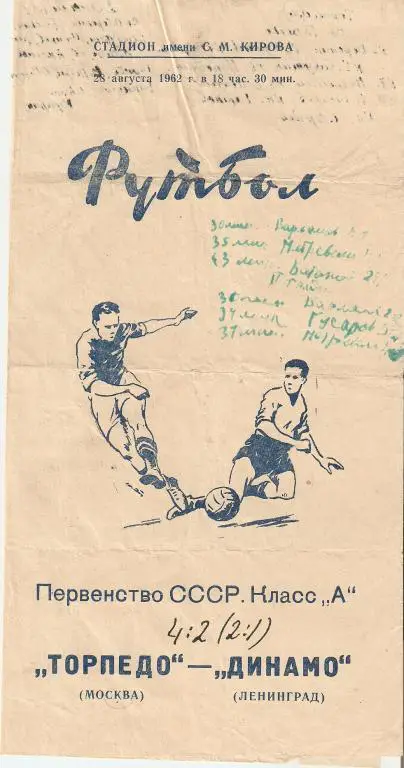 Динамо Ленинград - Торпедо Москва - 1962