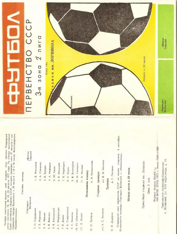 Торпедо Волжский - Волга Горький - 1977