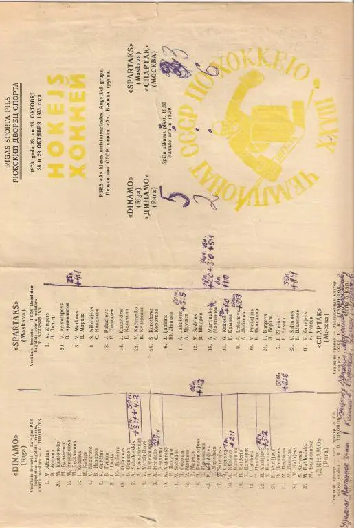 Динамо Рига - Спартак Москва - 28-29.10.1973
