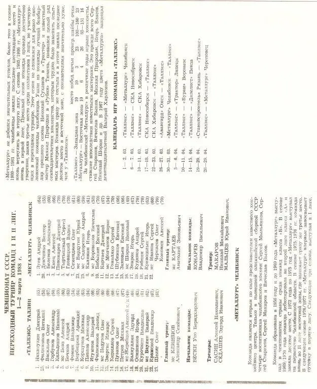 Таллекс Таллин - Металлург Челябинск - 1987-88