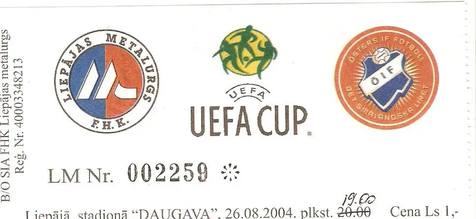 . Билет. Металлург Лиепая - Эстерс Швеция - 2004-05