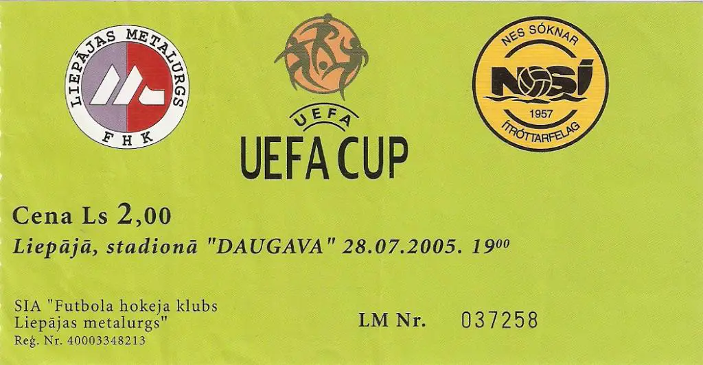 . Билет. Металлург Лиепая - НСИ Фареры - 2005-06