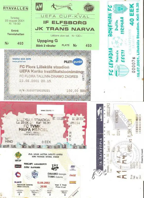 Билет. Элфсборг (Швеция) - Транс Нарва - 2001-02