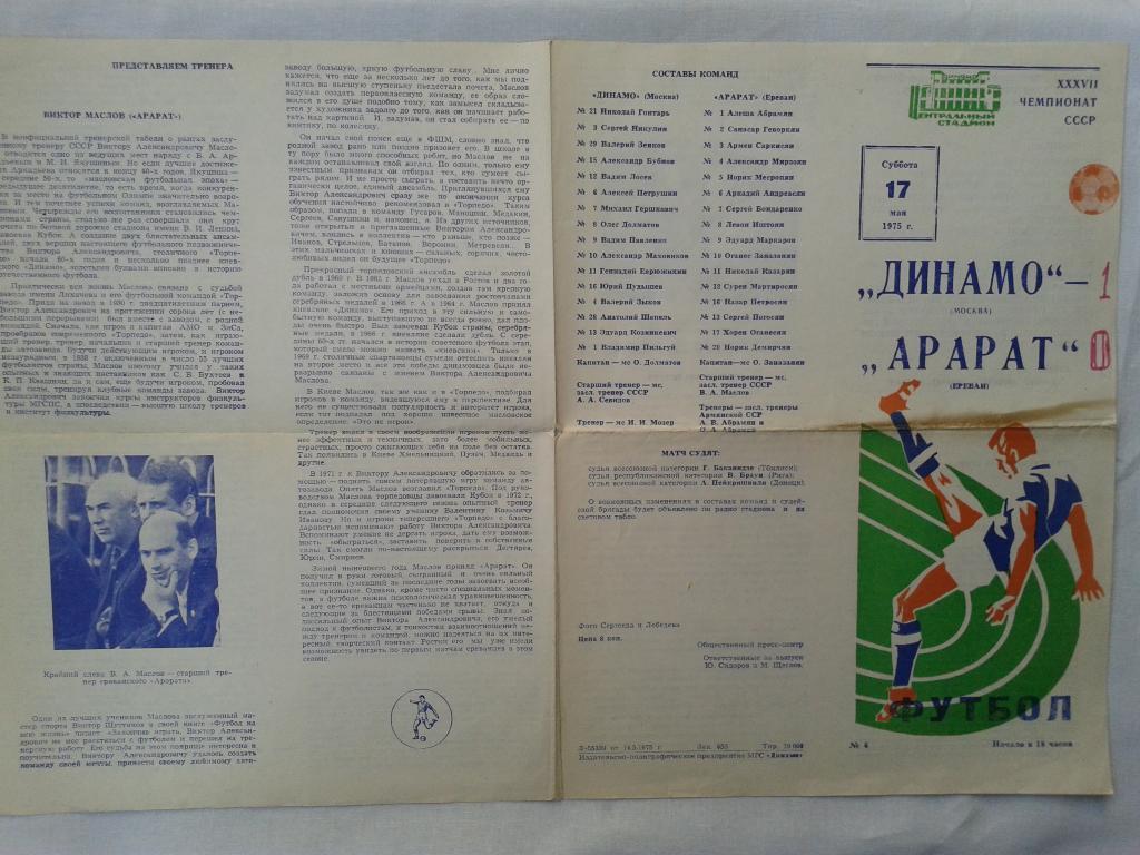 Динамо Москва-Арарат Ереван 1975