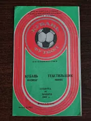 КУБАНЬ (Краснодар)-ТЕКСТИЛЬЩИК (Иваново). 21/11/1987 г. 45 Чемпионат РСФСР..