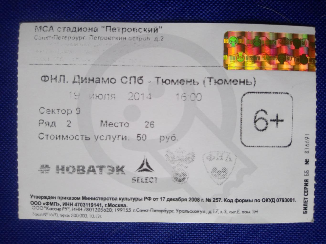 ДИНАМО (Санкт-Петербург)-ТЮМЕНЬ (Тюмень).19/07/2014 г. ФНЛ.