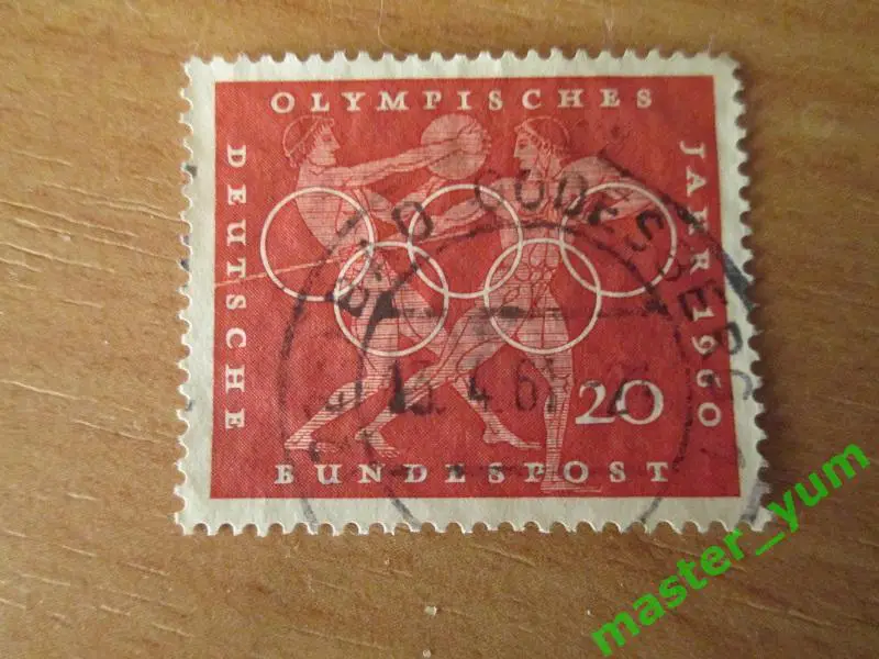 ФРГ. Марка почтовая. Оригинал. Спорт. Олимпийские игры 1960 года.
