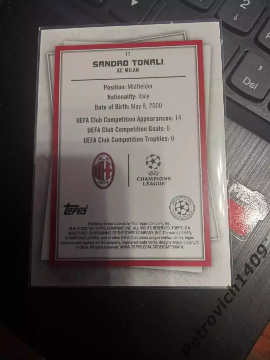 Topps superstar 2022-23 Sandro Tonali ФК Милан 1