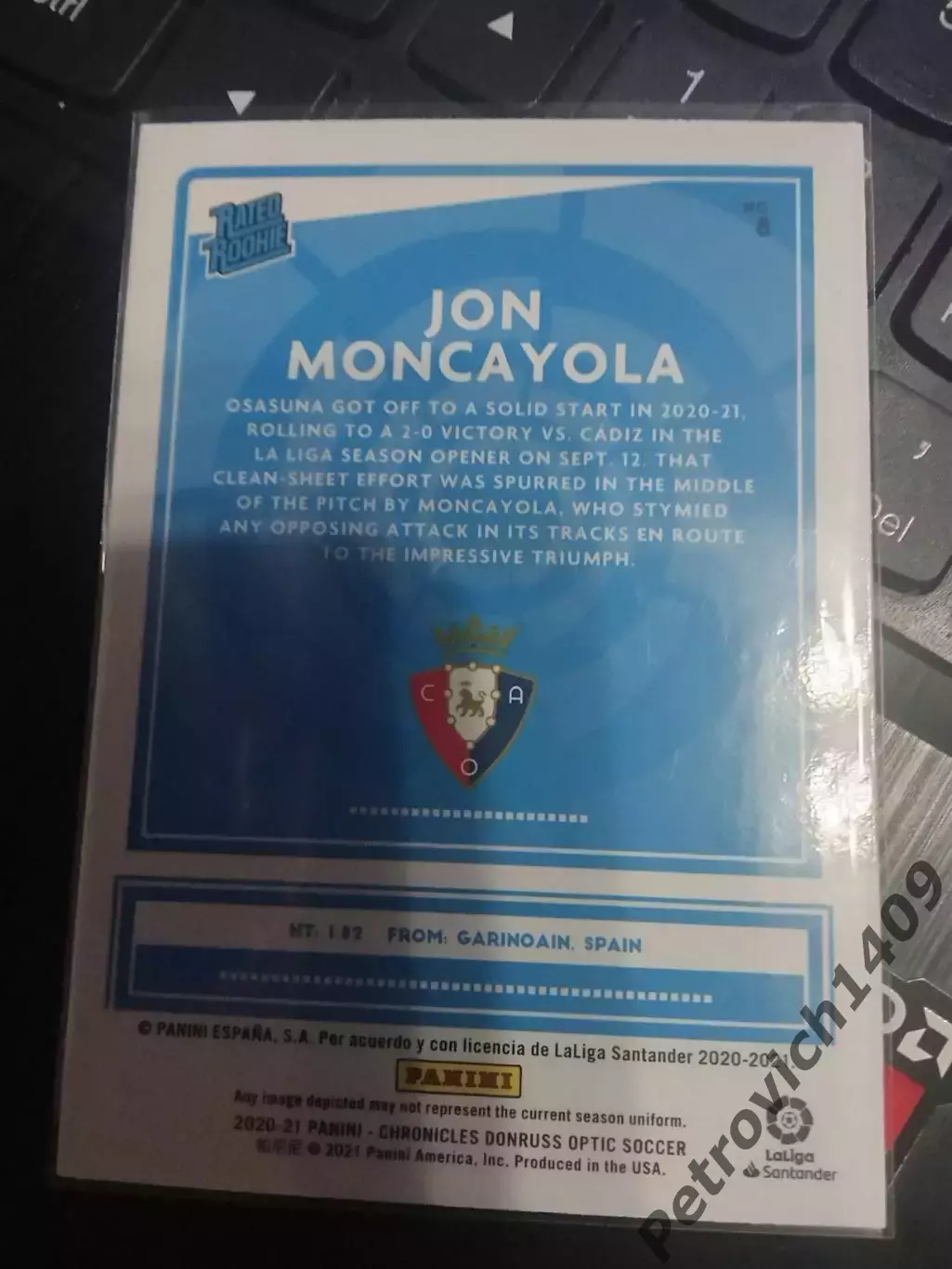 Panini Chronicles soccer Optic Jon Moncayola 1