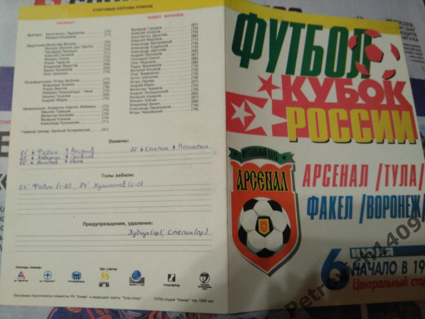 Арсенал Тула Факел Воронеж 6 июля 1997