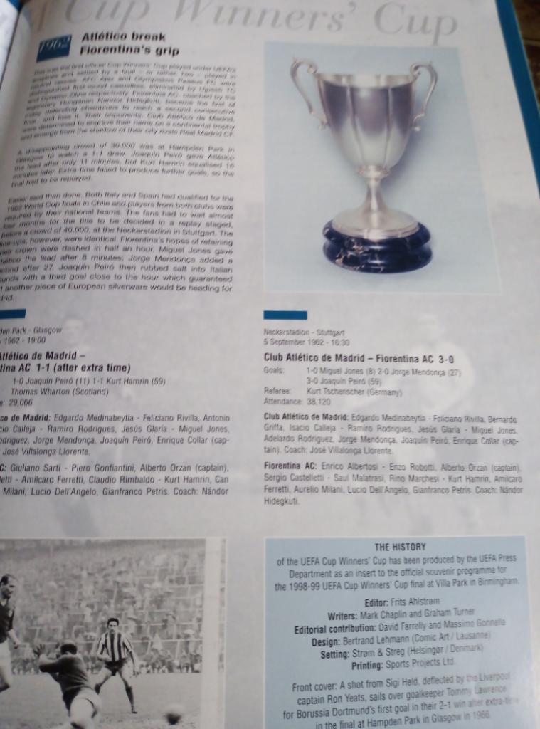 Официальная программа последнего кубка кубков 1999 года.Лацио - Мальорка 4