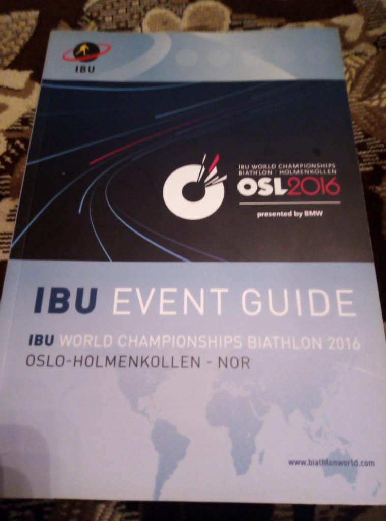 Официальный справочник IBU кЧМ - 2016 года по биатлону в Осло(Норвегия).
