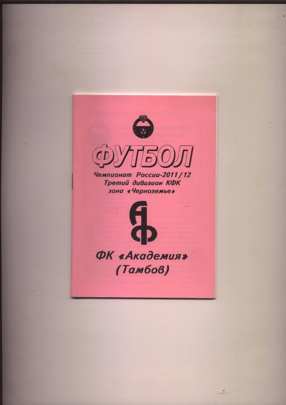 ФК Академия Тамбов 2011/12 гг История итоги 2010 г статистика 32 стр