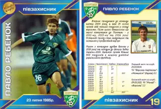 Колекційна картка. Ворскла Полтава. Легенди Клубу. Павло Ребенок (19)