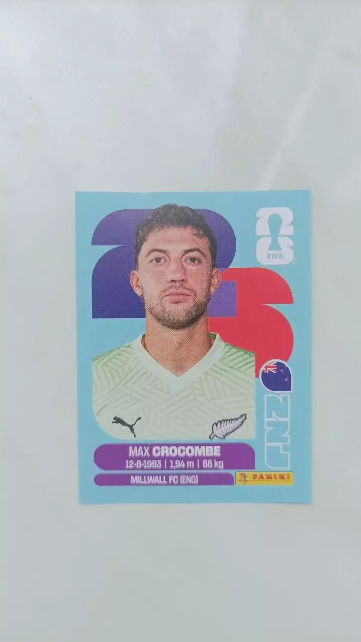 Panini Чемпіонат світу 2026 Max Crocombe. New Zealand #2