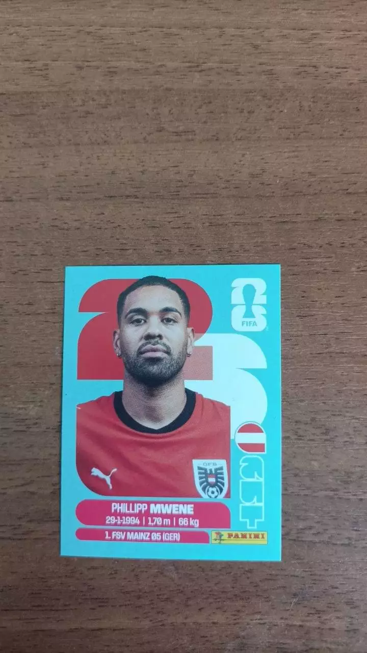 Panini Чемпіонат світу 2026. Phillipp Mwene. Austria #8