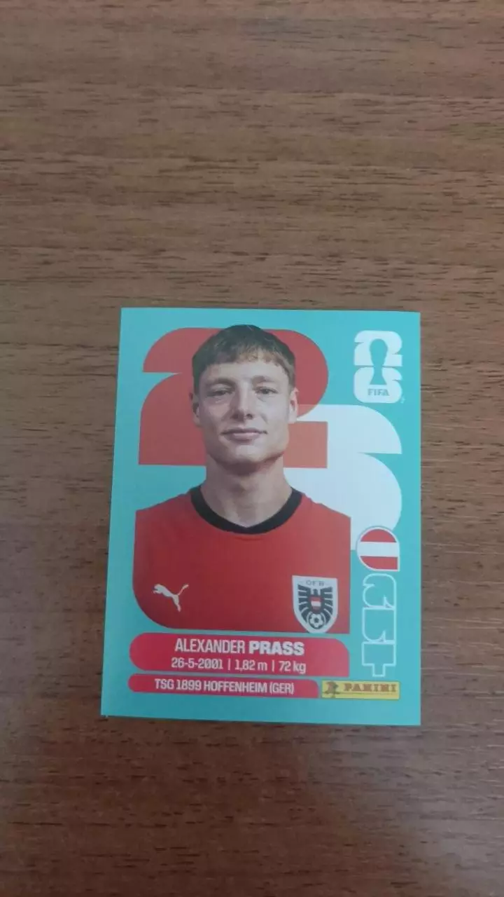 Panini Чемпіонат світу 2026. Alexander Prass. Austria #9