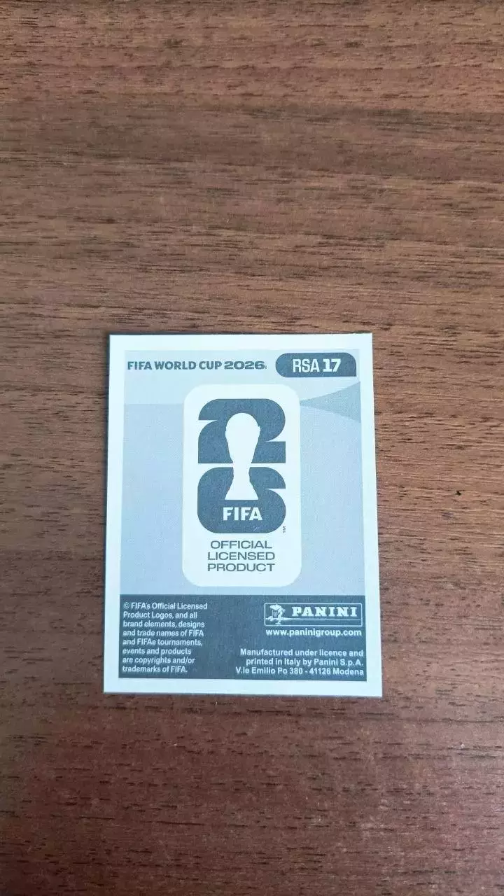 Panini Чемпіонат світу 2026. Lyle Foster. South Africa #17 1