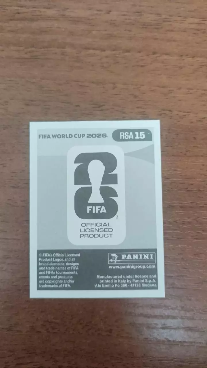 Panini Чемпіонат світу 2026. Vava Sithole. RSA15 1