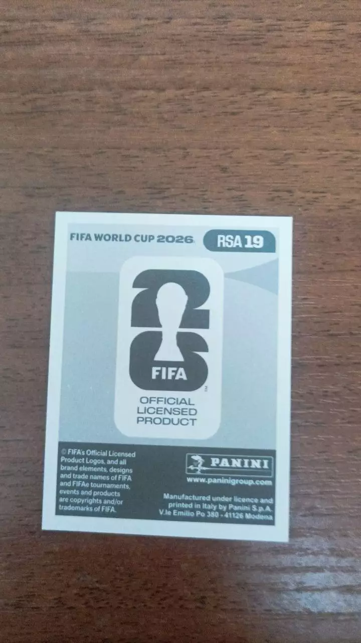 Panini Чемпіонат світу 2026. Mohau Nkota. RSA19 1