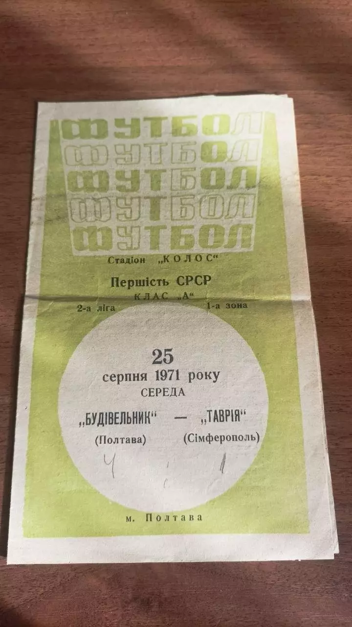 1971 Будівельник Полтава - Таврія Сімферополь