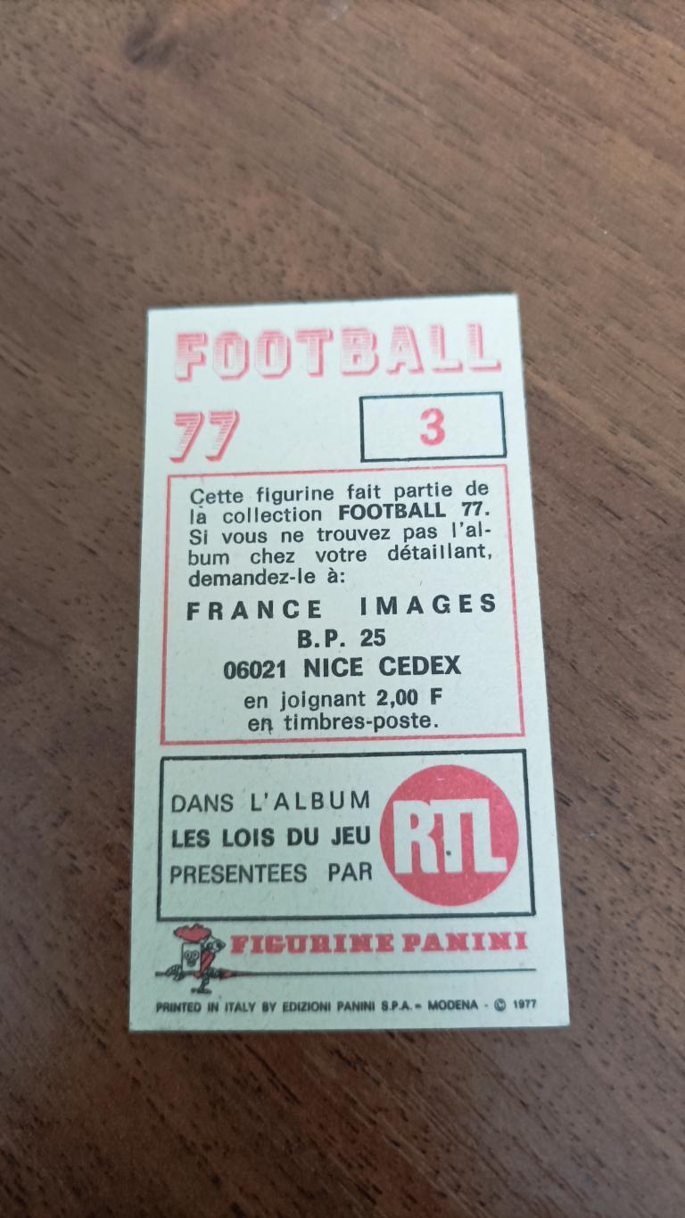Panini Football 1977 #3 1