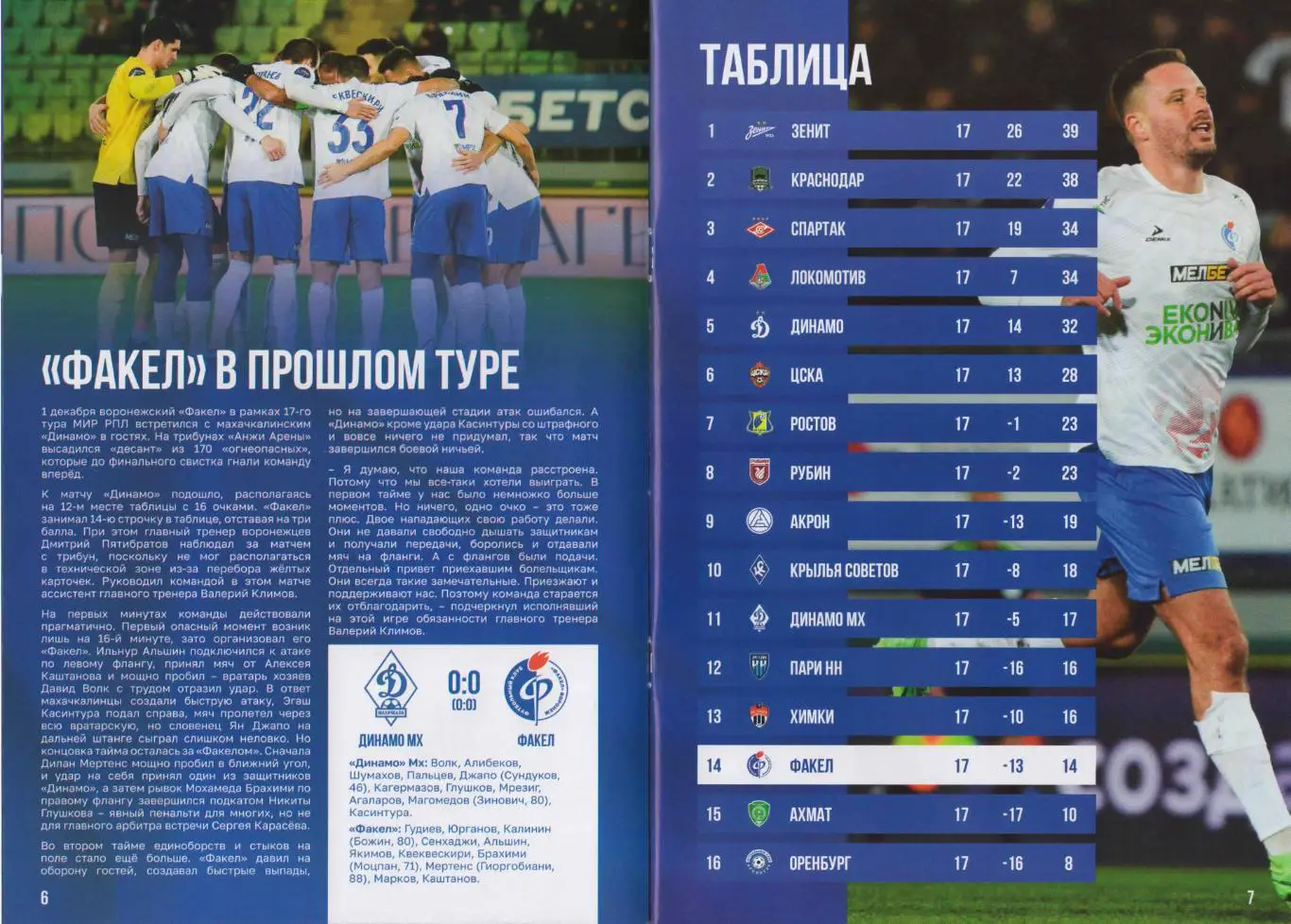 Программка матча Факел Воронеж - ЦСКА. 8 декабря 2024 г. 3