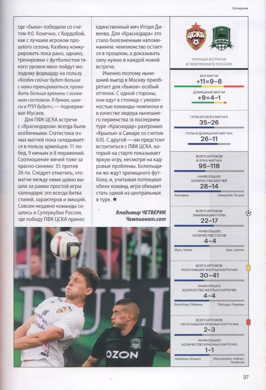 Программка матча ЦСКА - Краснодар. 31 августа 2025 года. Мойзес Барбоза. 7