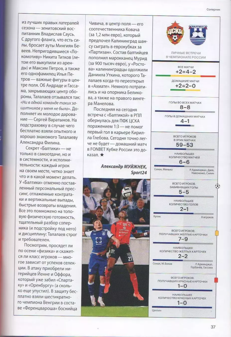 Программка матча ЦСКА - Балтика Калининград. 28 сентября 2025 года. Матвей Лукин 5