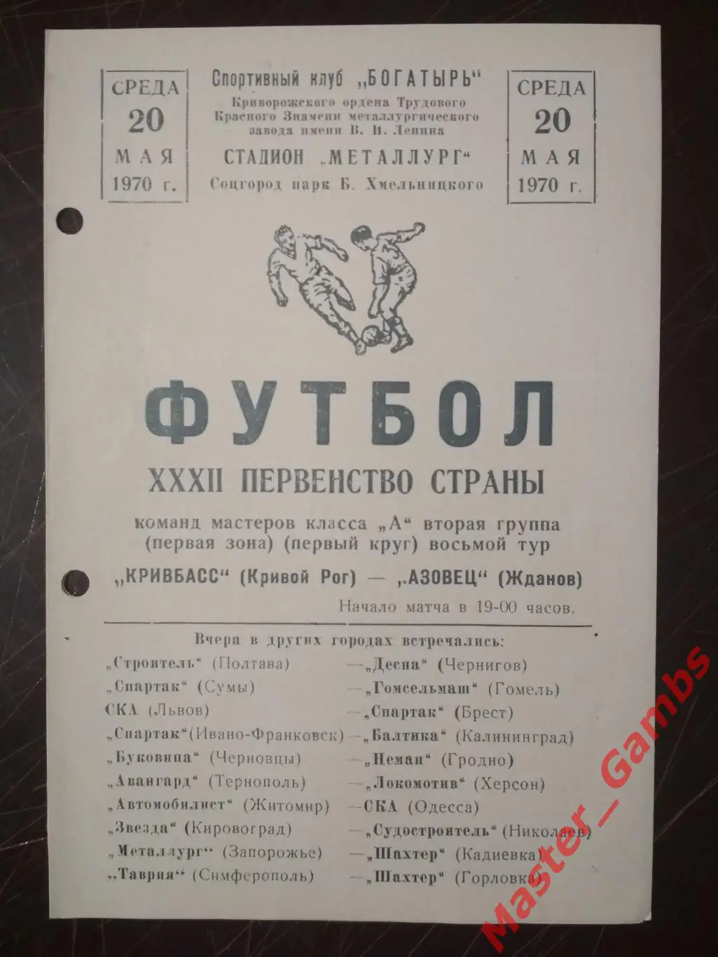 Кривбасс Кривой Рог - Азовец Жданов 1970