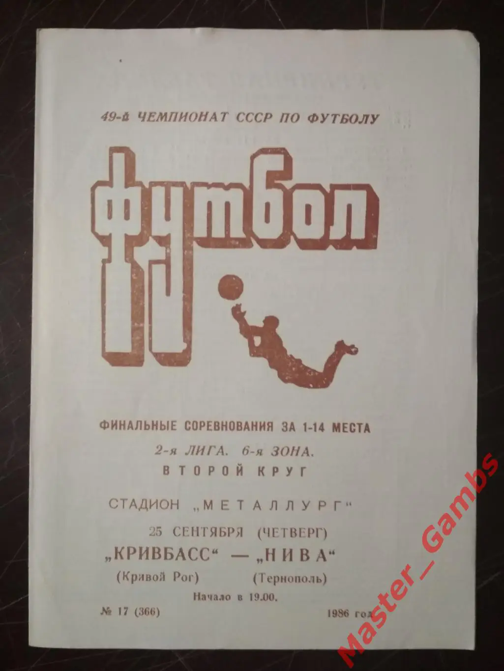 Кривбасс Кривой Рог - Нива Тернополь 1986