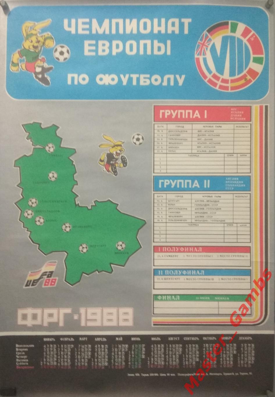 Плакат Чемпионат Европы 1988 ФРГ 88 Ереван