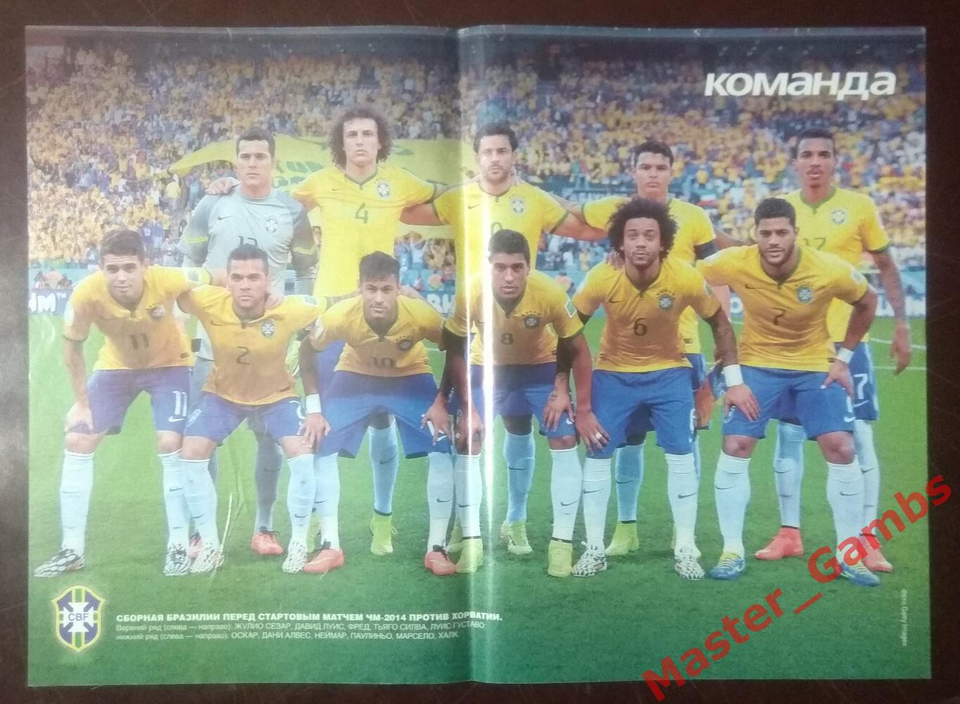 Постер сборная Бразилия 2014 Чемпионат мира