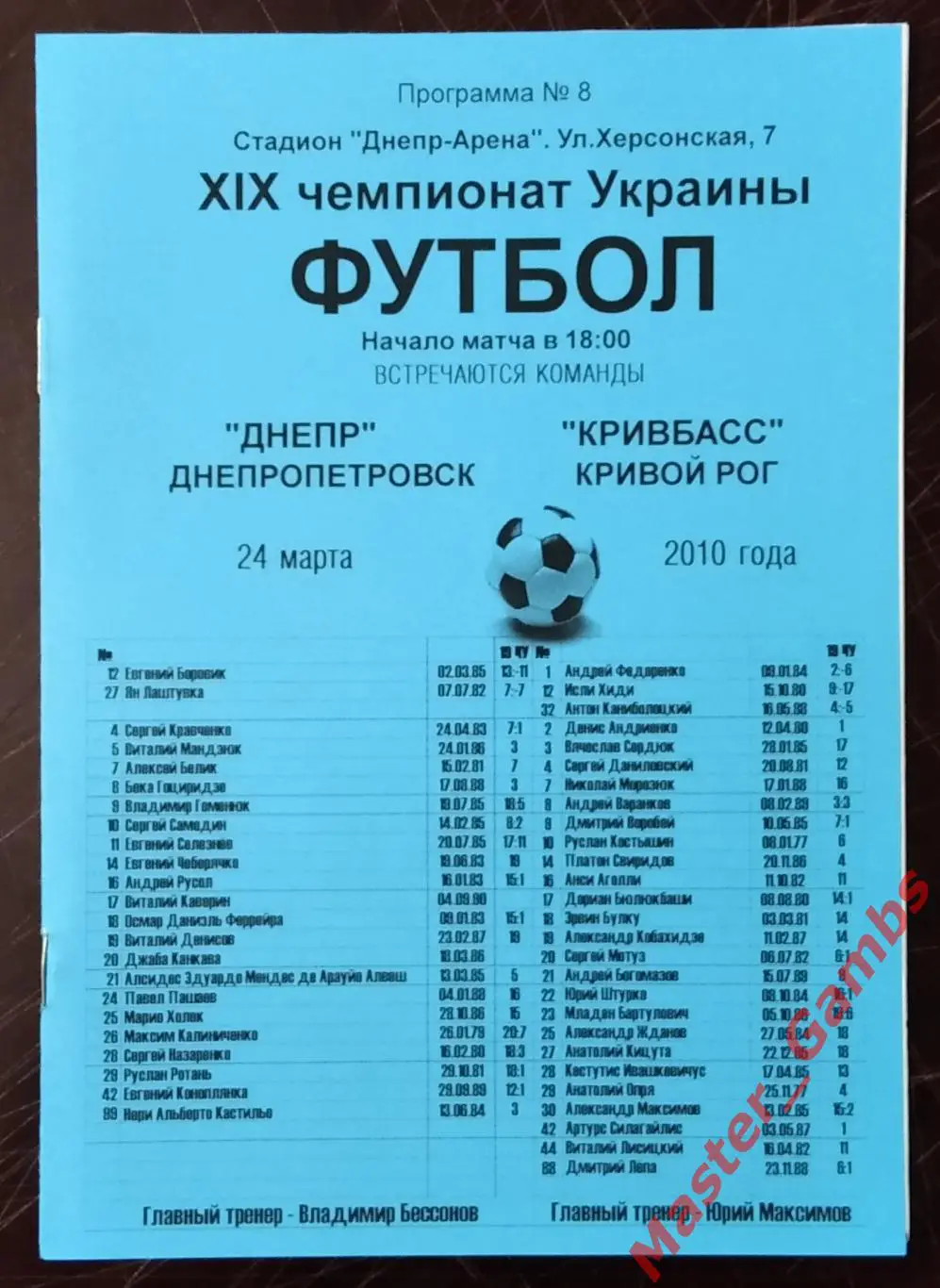 Днепр Днепропетровск - Кривбасс Кривой Рог 2009/2010 #2