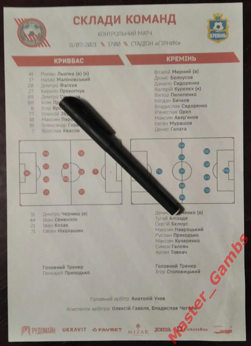 Кривбасс Кривой Рог - Кремень Кременчуг 11 июля 2021 ТМ