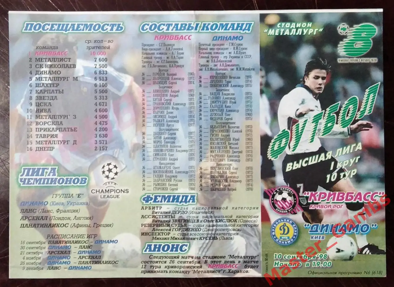Кривбасс Кривой Рог - Динамо Киев 1998/1999