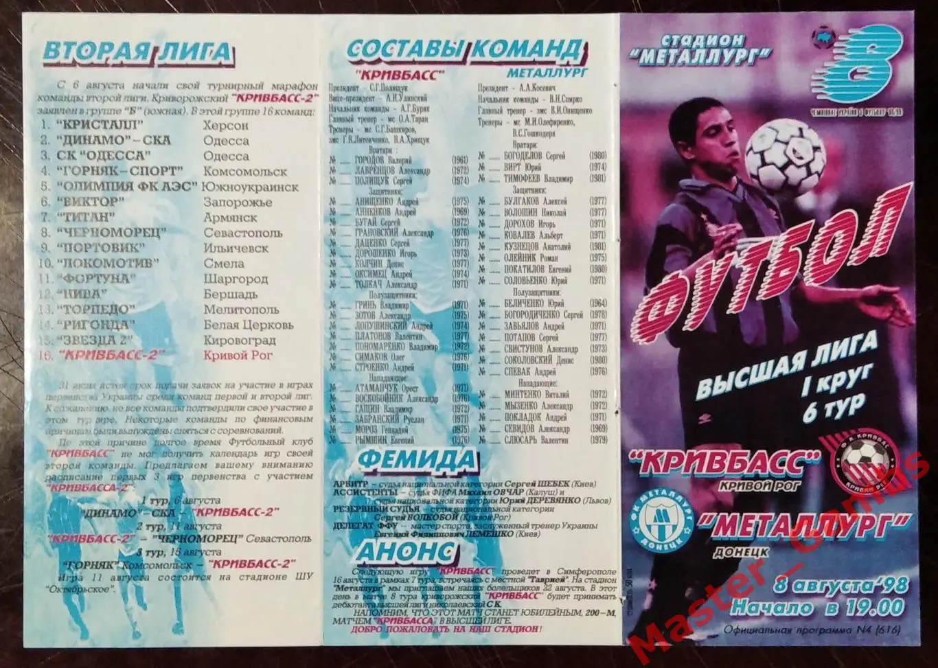 Кривбасс Кривой Рог - Металлург Донецк 1998/1999