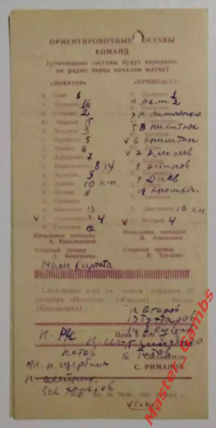 Новатор Жданов - Кривбасс Кривой Рог 1981 1