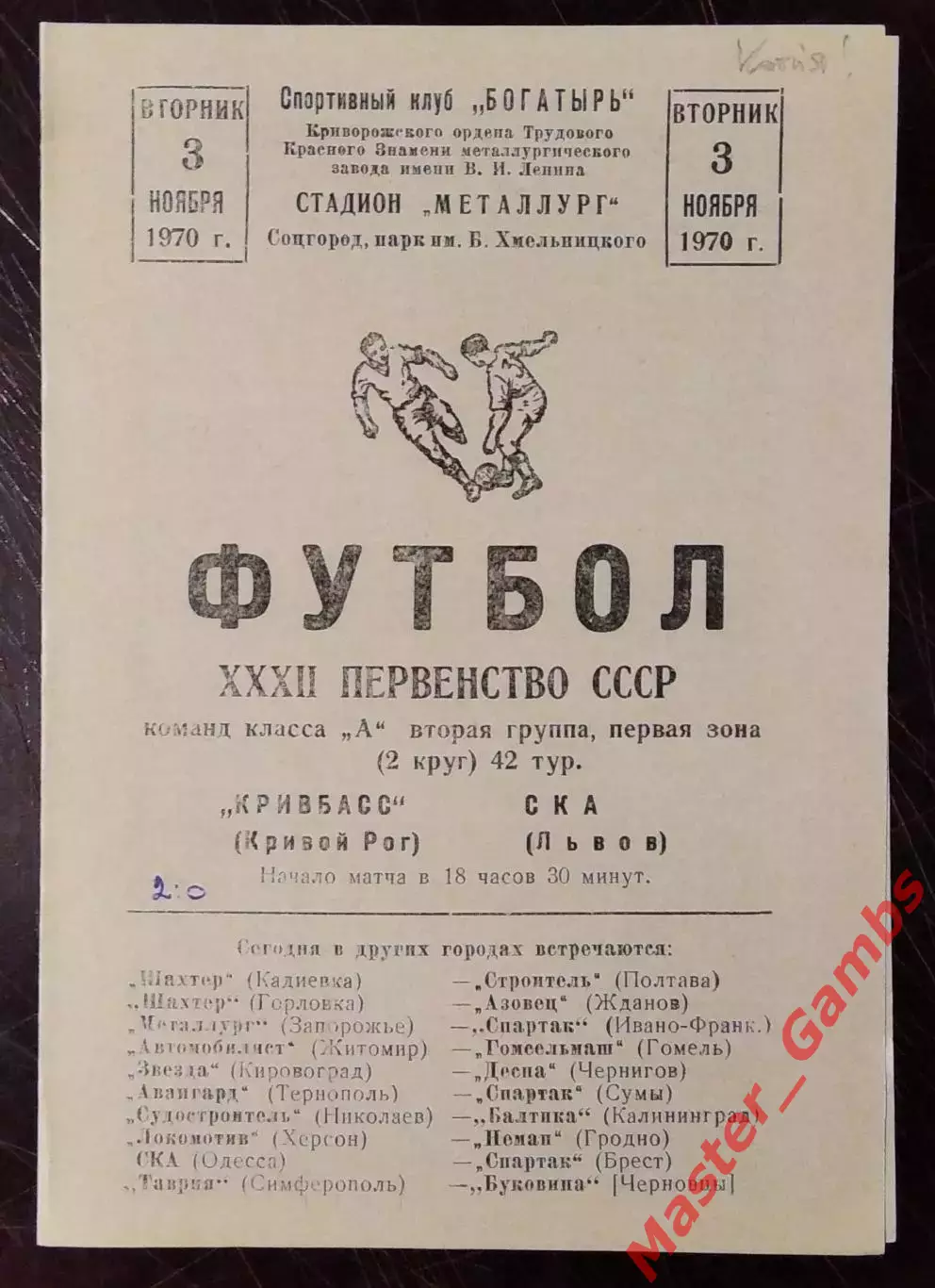 Кривбасс Кривой Рог - СКА Львов 1970 КОПИЯ!!!