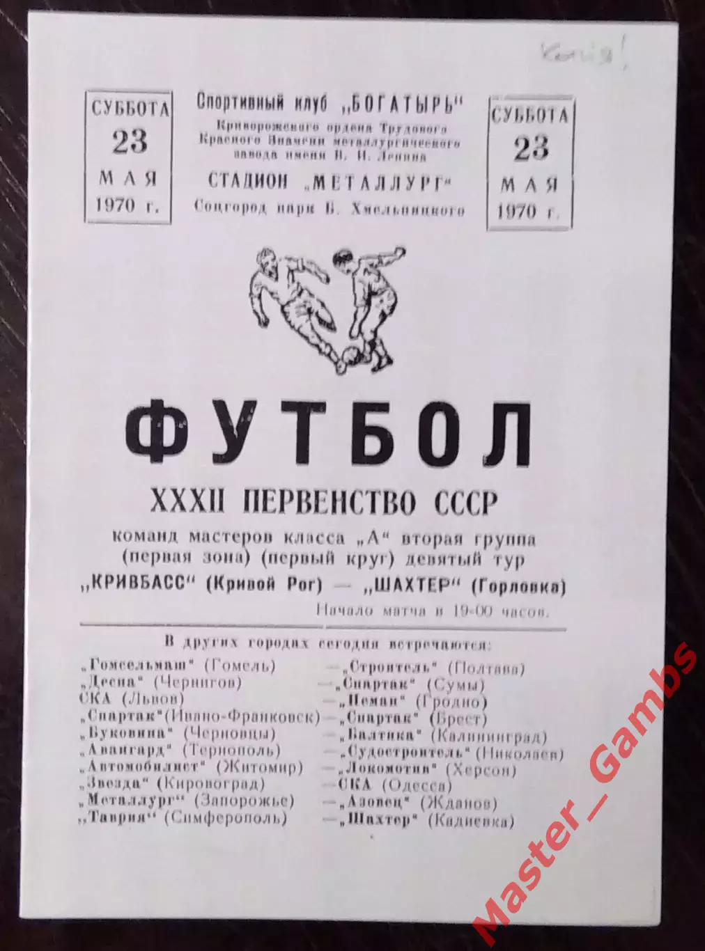 Кривбасс Кривой Рог - Шахтер Горловка 1970 КОПИЯ!!!