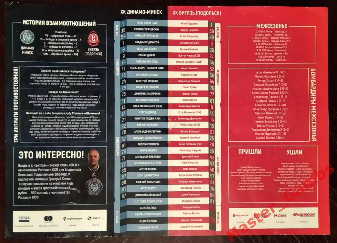 динамо - минск - витязь подольск 2017/2018